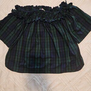 Vineyard Vines Off-the-Shoulder Ruffle Plaid Top – Size M
